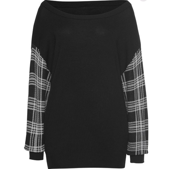 Long Plaid Sleeve Sweater brand new size 8-10 - Picture 2 of 6